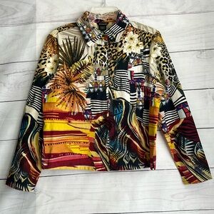 Raakhee Multicolored Women's Wild Long Sleeve Sequined SZ: S Blouse
